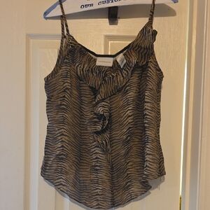 Liz Claiborne Brown Black Tiger-Print Spaghetti Strap Blouse